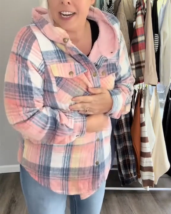 Manteau En Laine À Capuche À Carreaux