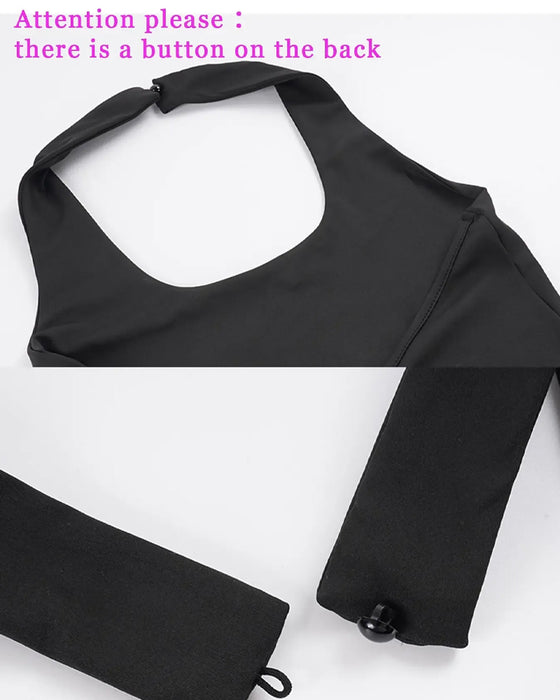 Combinaison Col Carré Sans Manches Ajusté Taille
