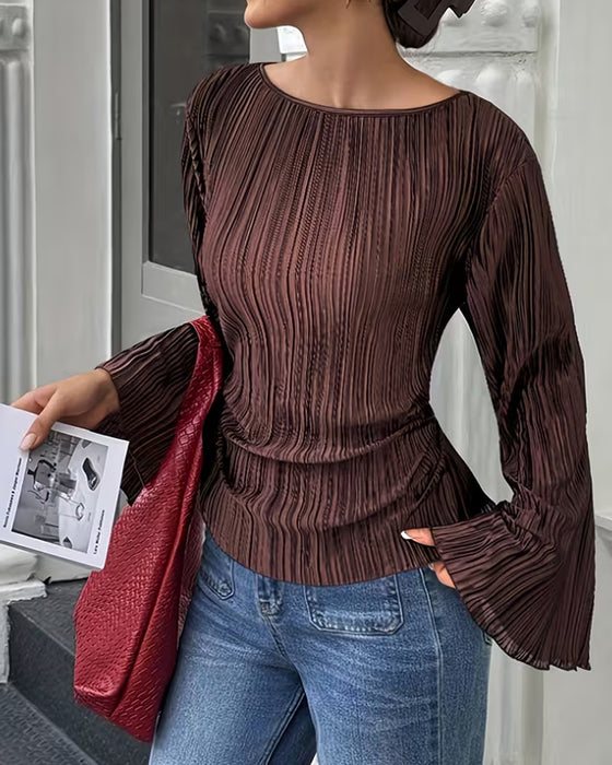 Blouse Uni Manches Évasées