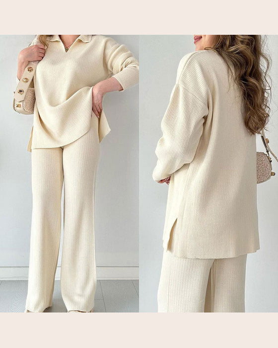 Ensemble De Deux Pièces Avec Caractéristiques Couleur Uni Et Tricot