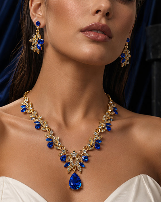 Collier Pendeloque En Larme Scintillant Et Boucles D'oreilles Ensemble