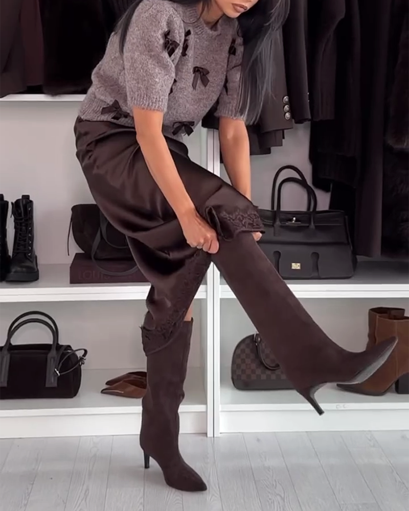 Pull À Col Rond Orné D’Un Nœud