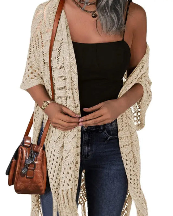 Cardigans Découpe Frange Tricot