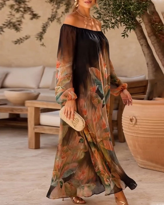 Robe À Épaules Dégagées À Dégradé Floral