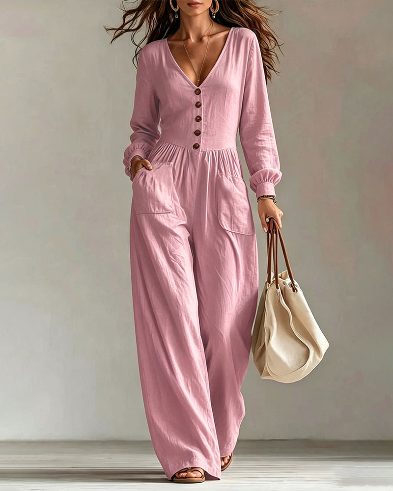 Combinaison Casual Poche Manches Longues