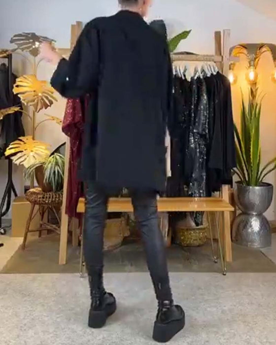 Chemise décontractée ample tempérament poche sequin