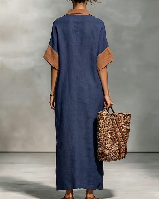Robe Revers Bloc-Couleur Vacances