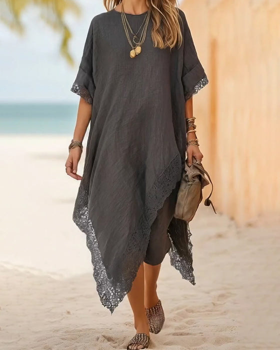 Robe Asymétrique Avec Panneaux En Dentelle