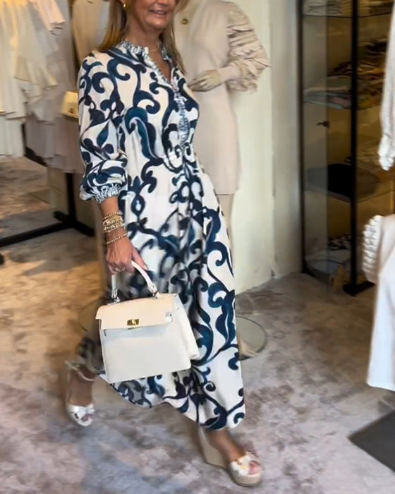 Robe ample imprimée à col en V