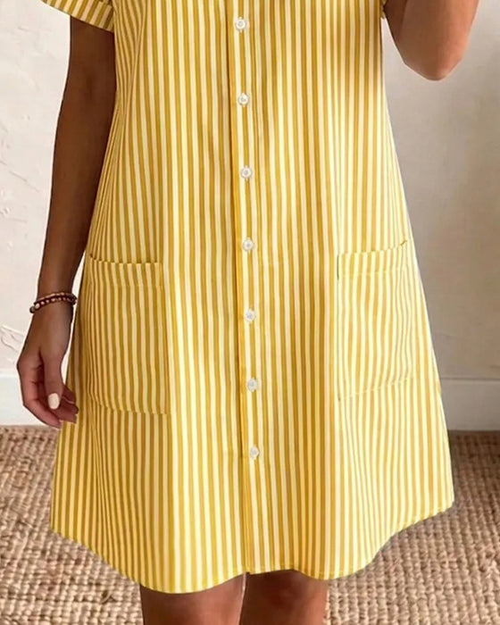 Robe Rayée Poche Chemise