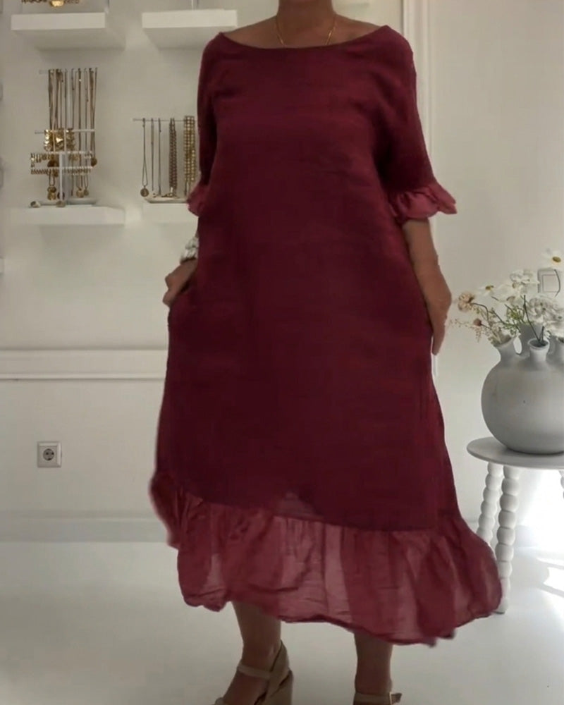 Robe Volant Poche Décontractée