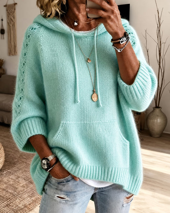 Pull À Capuche Creux Cordon Pochette