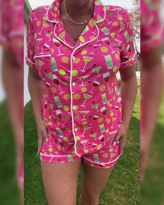 Ensembles Deux Pièces Bouteille De Vin Imprimé Décontracté