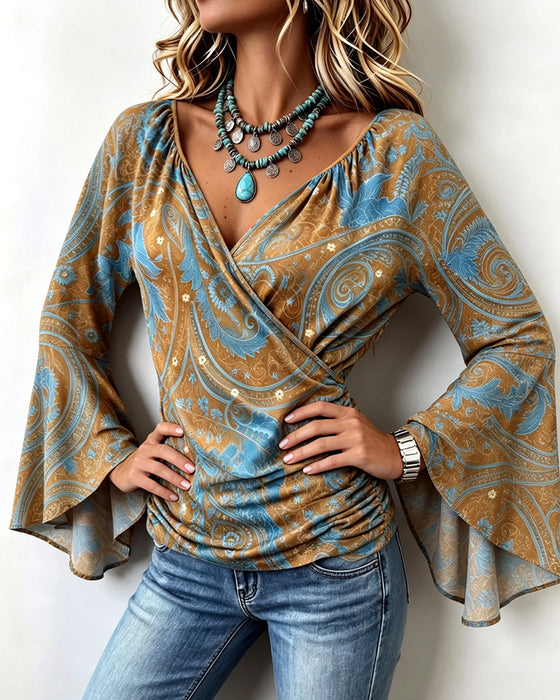 Blouse Col V Croix Volant