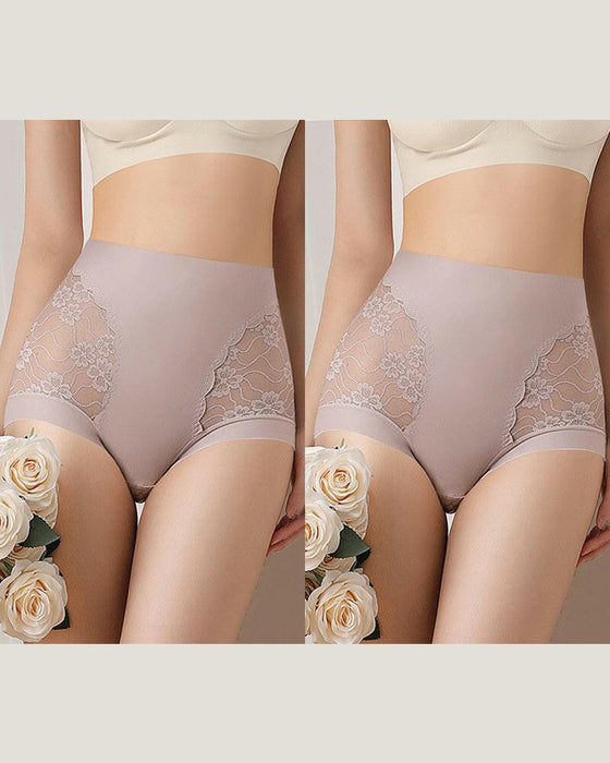 Sous-Vêtements Femme Taille Haute Dentelle Sans Couture Extensible Soyeux