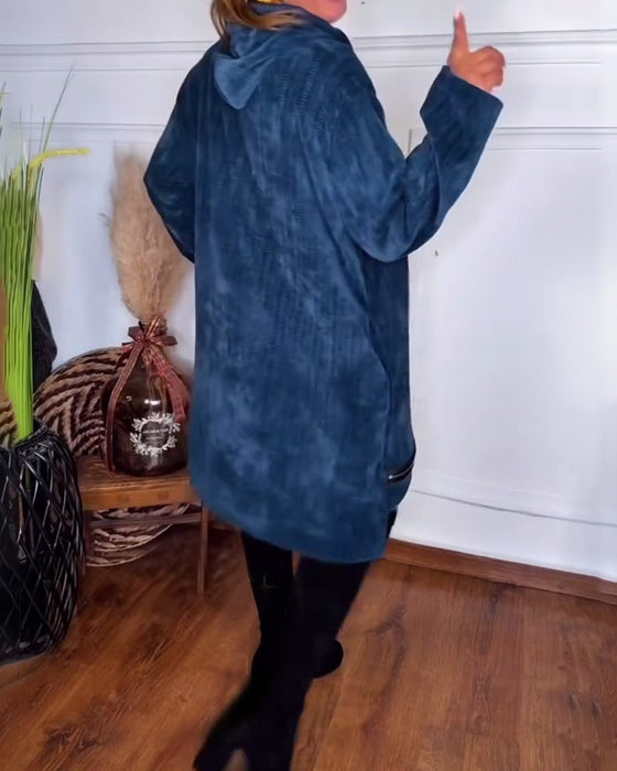 Robe décontractée à capuche ample de couleur unie
