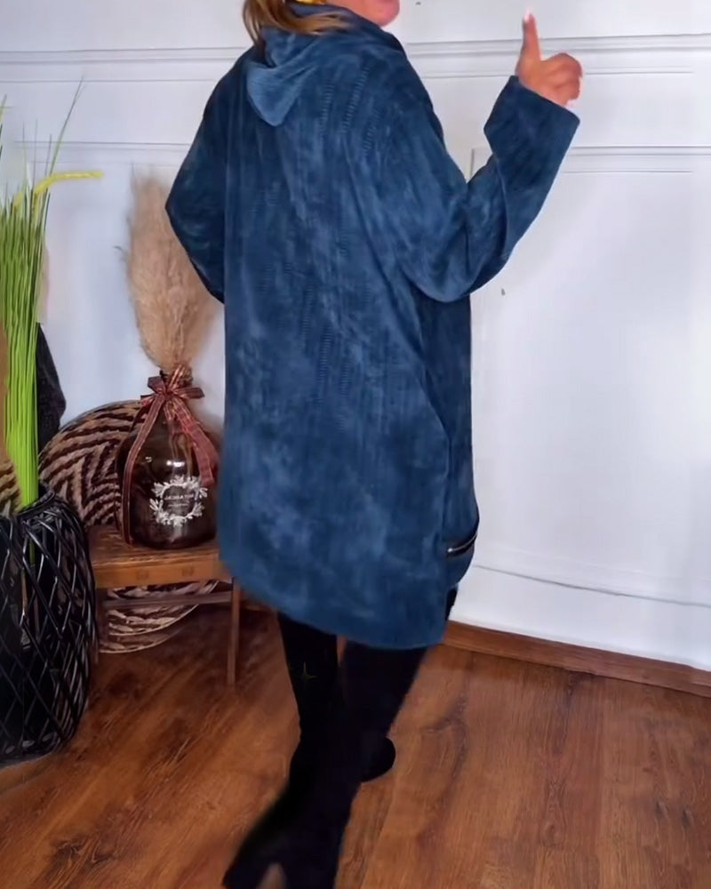 Robe décontractée à capuche ample de couleur unie