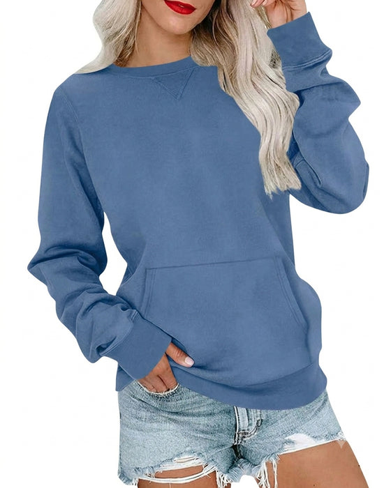 Sweatshirt Uni Col Rond Manches Longues Décontracté