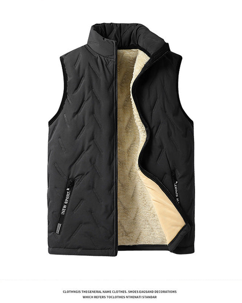 Gilet Unisex Hiver Chaud Décontracté Sans Manches Matelassé Doublure Polaire