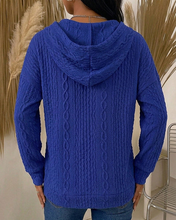 Haut Fermeture Éclair Bloc De Couleur Capuche