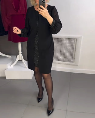 Robe Col Rond Panneau Diamant