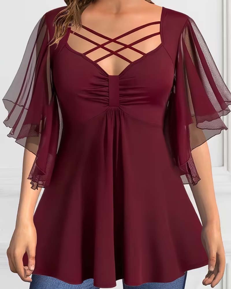 Blouse Unie Col V