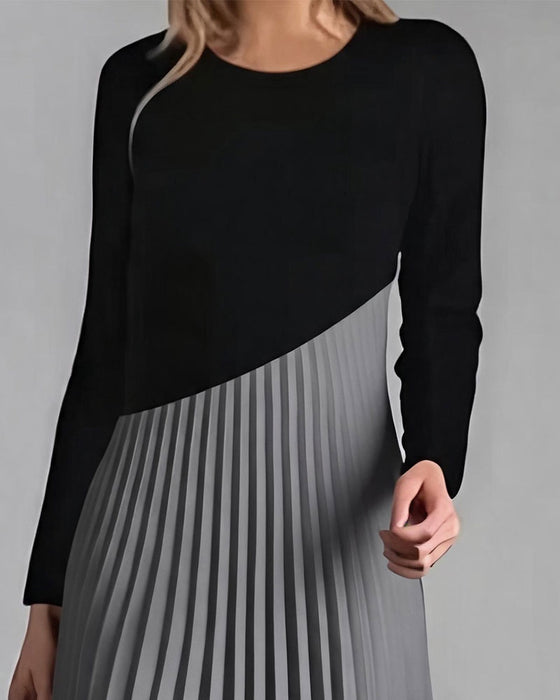 Robe Patchwork Plissé Midi