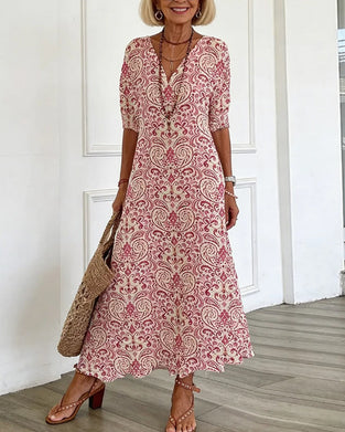 Robe Vintage Florale Encolure V Maxi