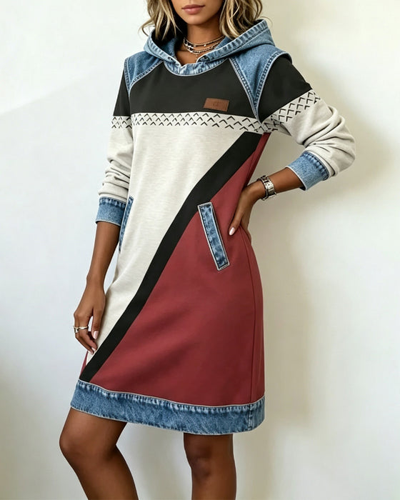Robe À Manches Longues À Blocs De Couleur