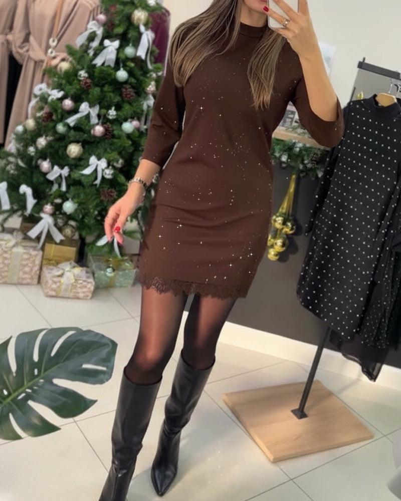 Robe Chaude Diamant Slim Fit Dentelle