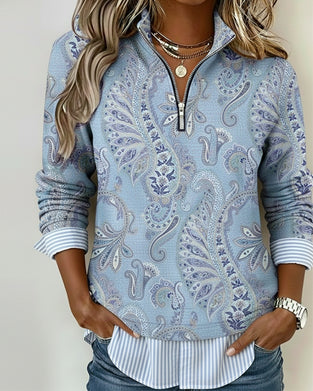 Sweat-shirt Fleur De Caju Demi Zip Col