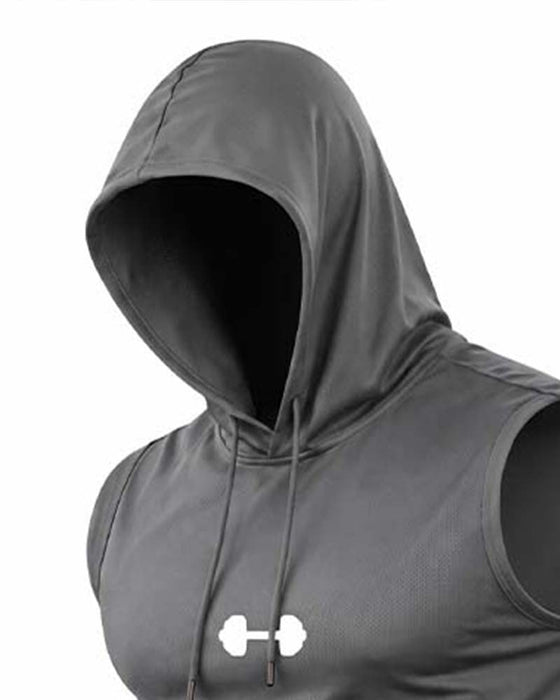 Débardeur Sweat À Capuche Sans Manches Cordon De Serrage