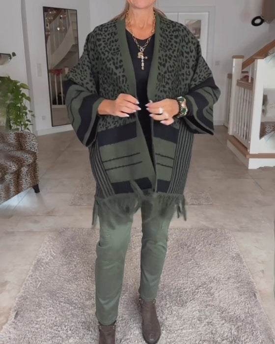 Cardigan à manches longues imprimé léopard