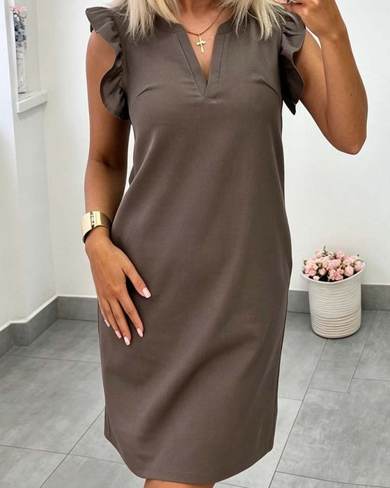 Robe Manche Volantée Droit