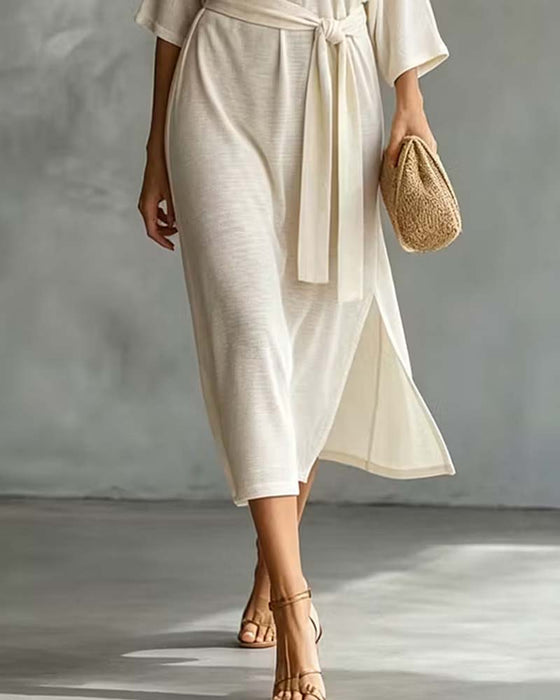 Robe Off-Épaule Attache Fente