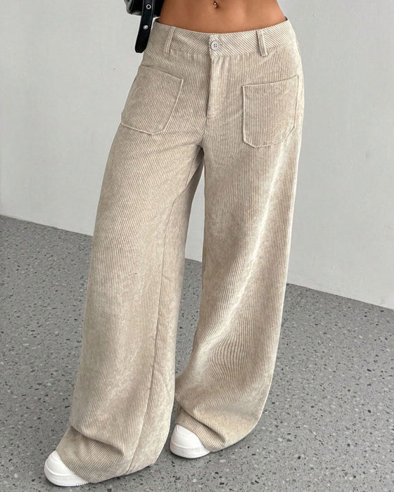 Pantalon Devant Dos Poche Unie Jambe Droite Long