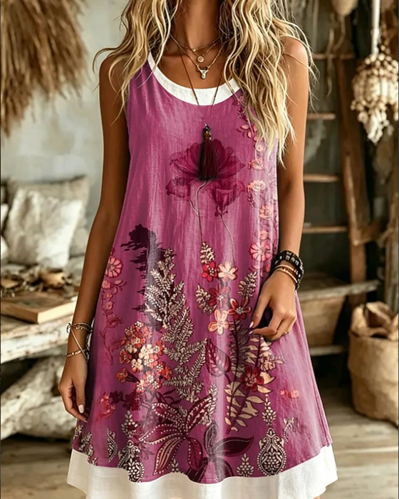 Robe Sans Manches Imprimé A-Ligne