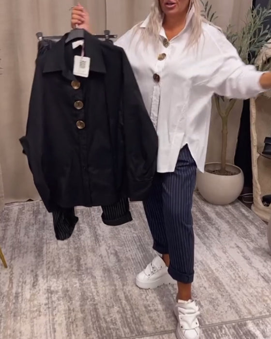 Chemise élégante de couleur unie avec revers et boutons