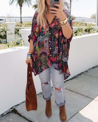 Chemisier Ample À Imprimé Tendance