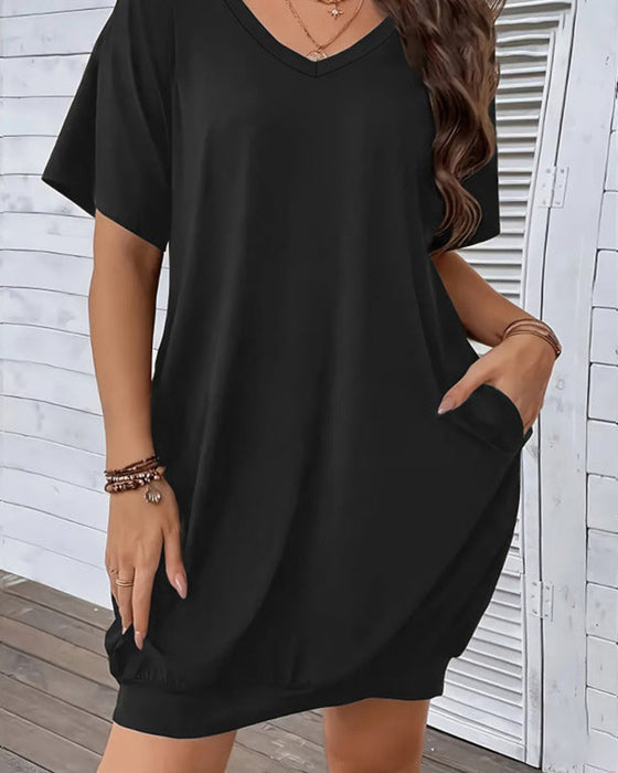 Robe Confort Décontracté Col V Uni