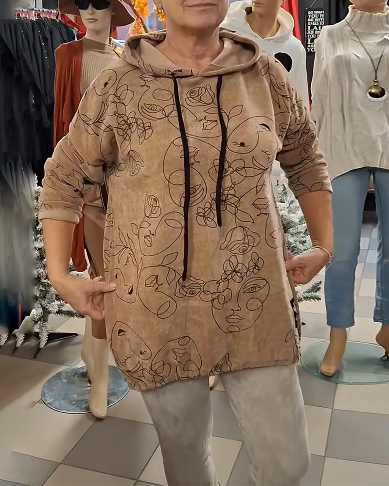 Hoodie Coupe Ample Imprimé À Capuche