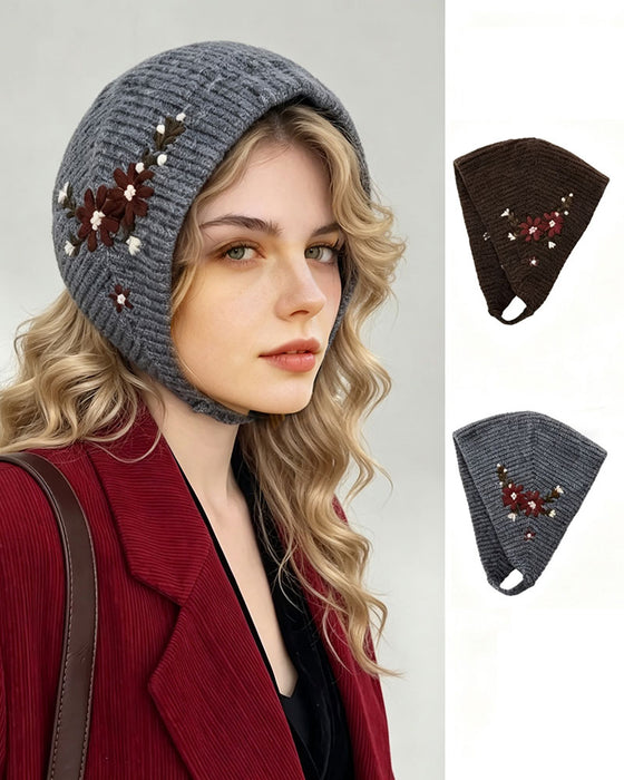 Foulard De Tête Vintage Tricoté Fleuri