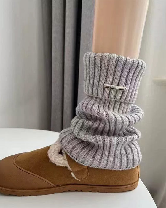 Guêtres Basiques Unies Pour Femme Avec Décor D’Étiquette Métallique, Mode Minimaliste Pour Femmes