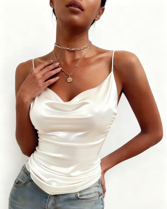 Haut Camisole Uni Col Cloche