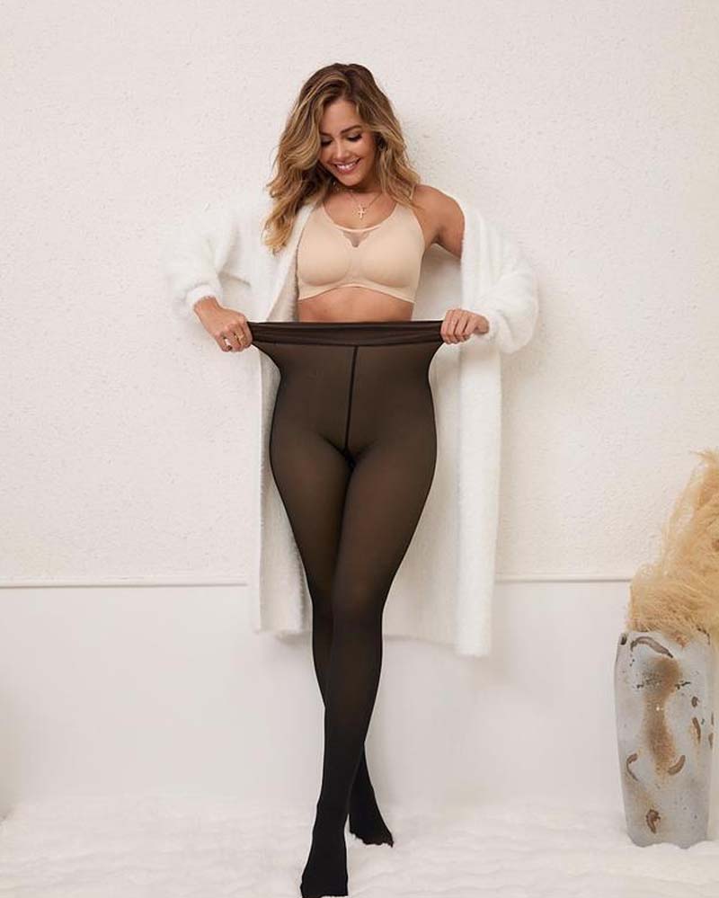 Leggings Moulants Doublés Polaire À Couture Unique