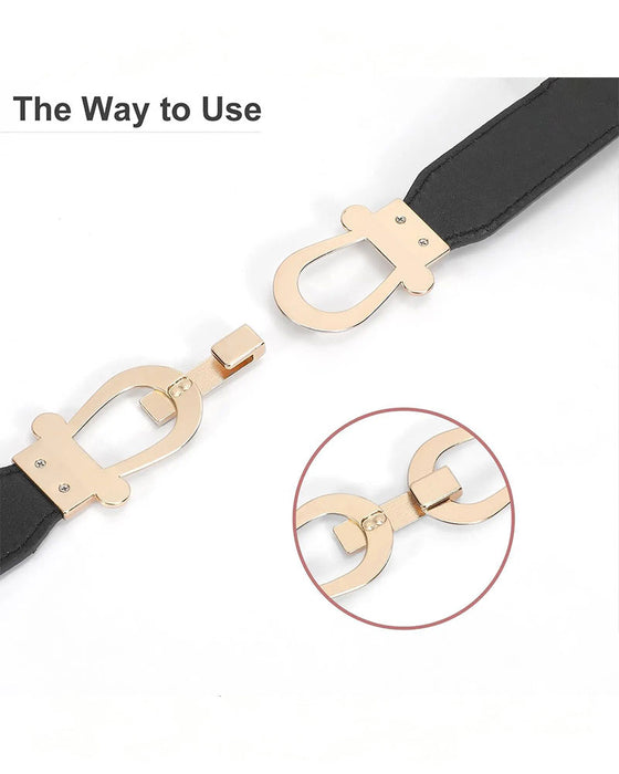 Ceinture Taille Stretch Pour Femme Ceinture Élastique Rétro Fine Avec Boucle Dorée