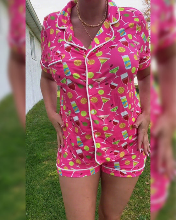 Ensembles Deux Pièces Bouteille De Vin Imprimé Décontracté