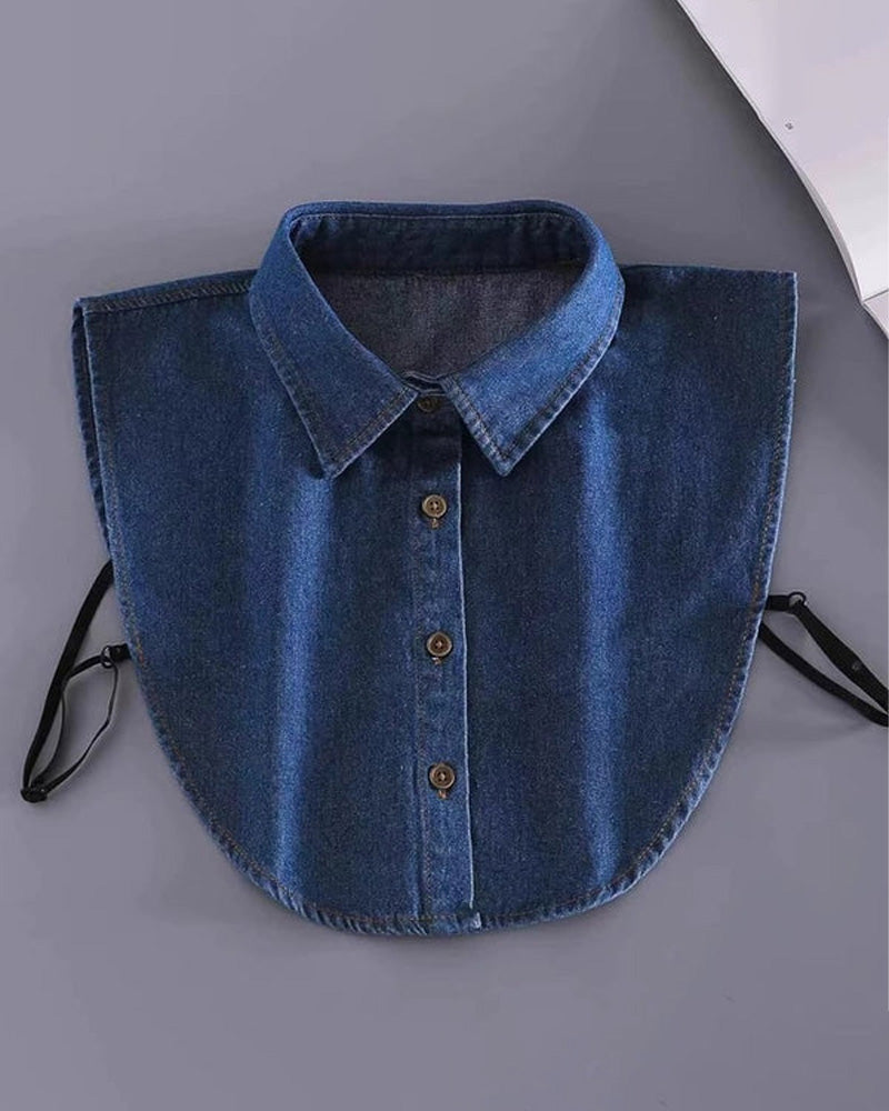 Col Classique Audacieux Denim Faux