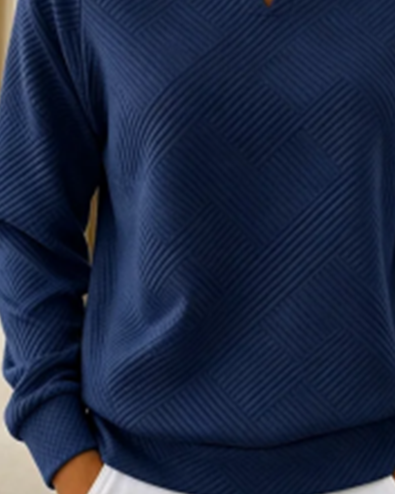 Sweat Col En V Rayé Raglan Unicolore