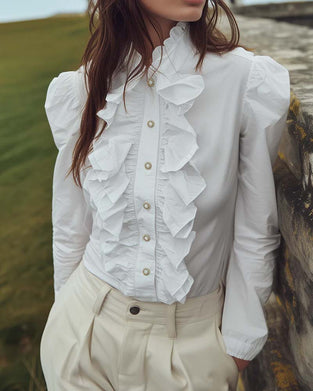 Blouse Dentelle Française Volant